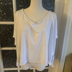 Eileen Fisher Boxy Crop Linen T Shirt Tee Oversized XL Lagenlook Poncho